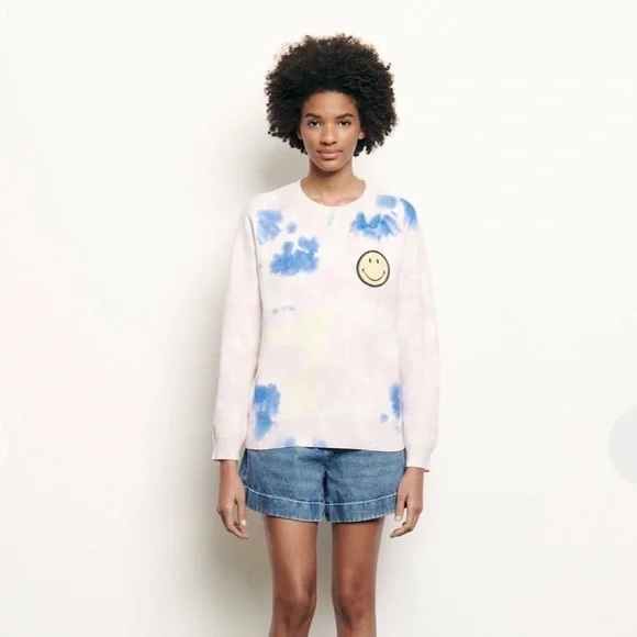 Sandro Paris Dayey Tir-Dyed Smiley Sweater - Picture 3 of 5